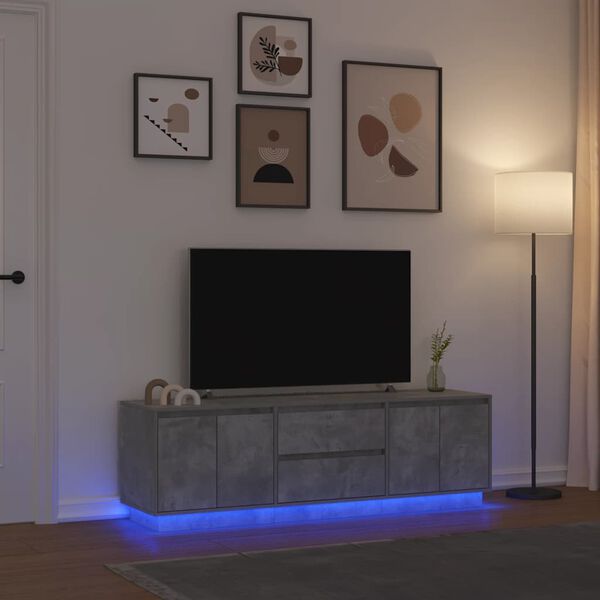 vidaXL betonsz&uuml;rke TV-szekr&eacute;ny LED l&aacute;mp&aacute;kkal 160,5x41x50 cm