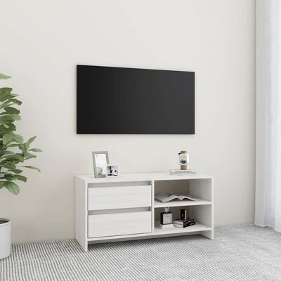 vidaXL fehér tömör fenyőfa TV szekrény 80 x 31 x 39 cm