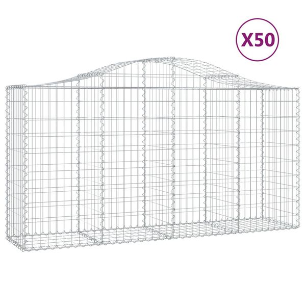 vidaXL 50 db &iacute;ves horganyzott vas gabion kos&aacute;r 200x50x100/120 cm