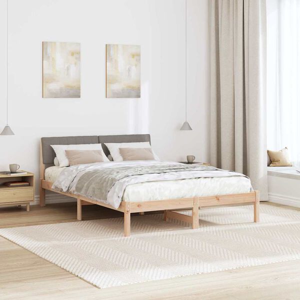 vidaXL &Aacute;gykeret fejt&aacute;ml&aacute;val Barna &eacute;s taupe 135 x 190 cm T&ouml;m&ouml;r fenyőfa