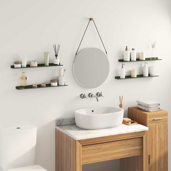 vidaXL Lebegő polc 4 pcs Olajz&ouml;ld 60 x 9 x 2,5 cm Ac&eacute;l