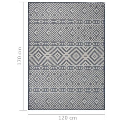 vidaXL kék csíkos lapos szövésű kültéri szőnyeg 120 x 170 cm