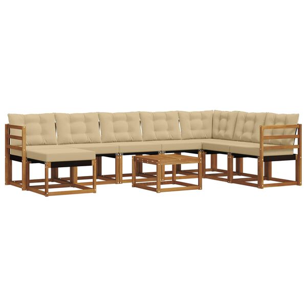 vidaXL K&uuml;lt&eacute;ri kanap&eacute; szett p&aacute;rn&aacute;val 9 pcs Term&eacute;szetes &eacute;s b&eacute;zs