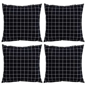 vidaXL Sz&oacute;rt P&aacute;rn&aacute;k 4 db Poli&eacute;szter sz&ouml;vet Fekete Kock&aacute;s 50 x 50 cm