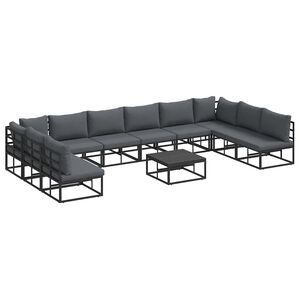 vidaXL Kerti Kanap&eacute; Szett 11 db Fekete Alum&iacute;nium