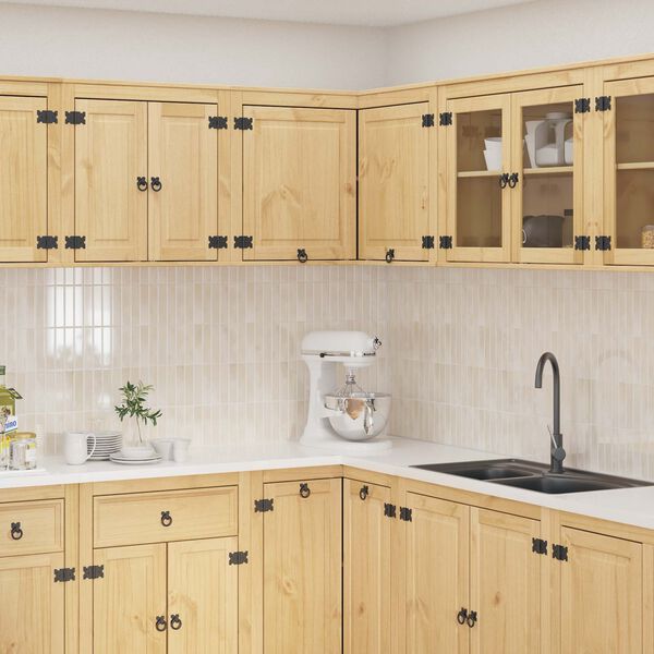 vidaXL Cabinet polcokkal SKI M&eacute;zes Barna 80 x 80 x 60 cm T&ouml;m&ouml;r fenyőfa