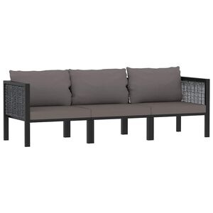 vidaXL antracitsz&uuml;rke polyrattan h&aacute;romszem&eacute;lyes kanap&eacute; p&aacute;rn&aacute;kkal