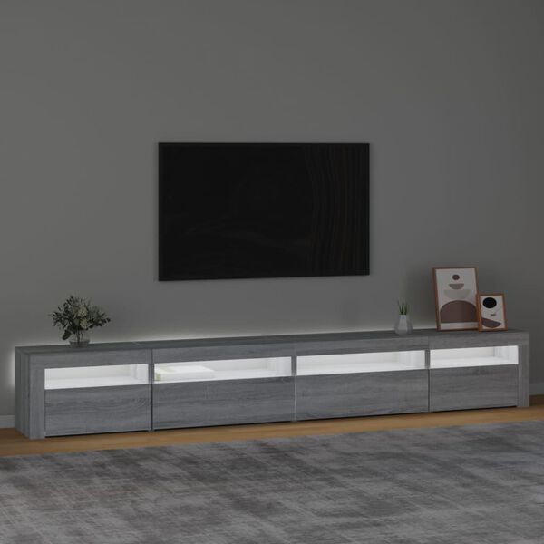 vidaXL sz&uuml;rke sonoma sz&iacute;nű TV-szekr&eacute;ny LED-l&aacute;mp&aacute;kkal 270x35x40 cm