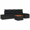 vidaXL Kerti Kanap&eacute; Szett t&aacute;rol&oacute;val 6 pcs Fekete polirattan
