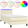 vidaXL kr&eacute;msz&iacute;nű műbőr rug&oacute;s &aacute;gy matraccal &eacute;s LED-del 100x200 cm