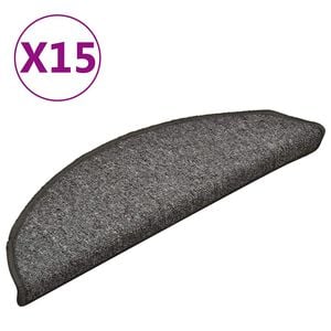 vidaXL 15 db sz&uuml;rke &eacute;s fekete f&eacute;lk&ouml;r alak&uacute; l&eacute;pcsőszőnyeg 56 x 17 x 3 cm