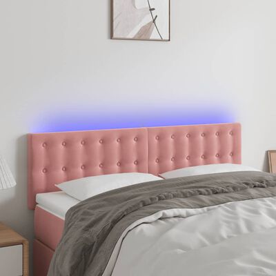 vidaXL rózsaszín bársony LED-es fejtámla 144x5x78/88 cm