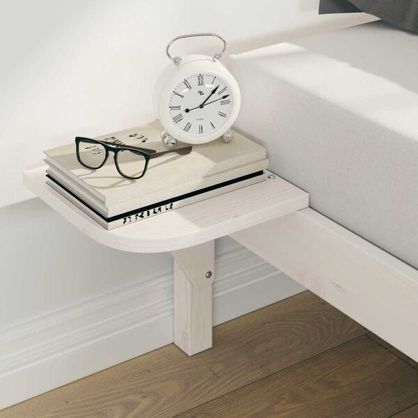 vidaXL &Aacute;gykeret &eacute;jjeliszekr&eacute;nyekkel Feh&eacute;r 200 x 210 cm T&ouml;m&ouml;r fenyőfa