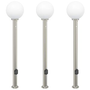 vidaXL 3 db szenzoros 120 cm rozsdamentes ac&eacute;l IP44-es oszlopl&aacute;mpa &eacute;rz&eacute;kelővel &eacute;s konnektorral