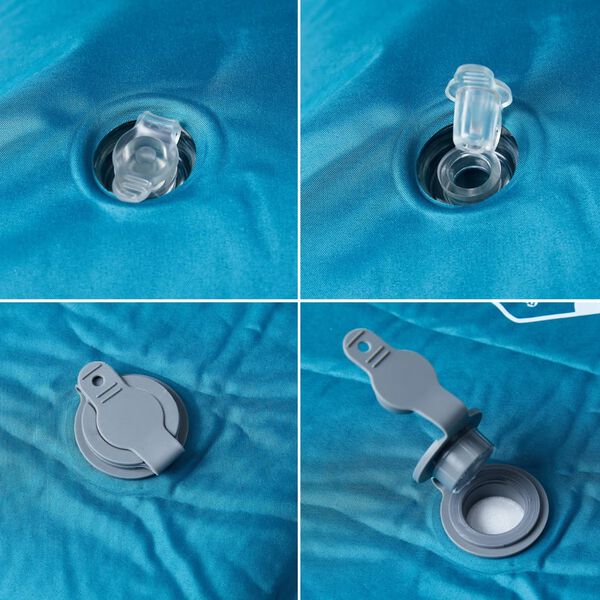 vidaXL 1 személyes türkizkék önfelfújó kempingmatrac párnával