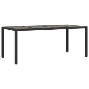 vidaXL fekete polyrattan &uuml;veglapos kerti asztal 190 x 90 x 75 cm
