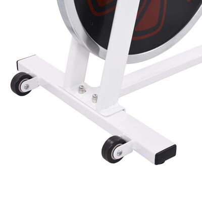 vidaXL fehér-piros edző/szobabicikli pulzusmérővel