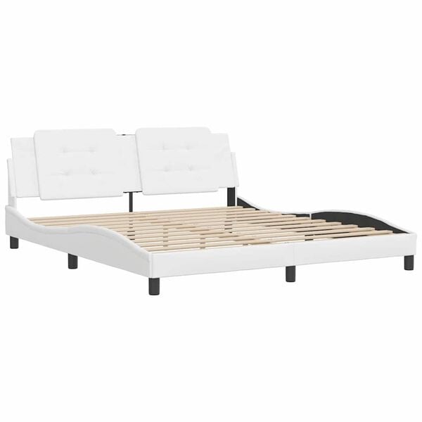 vidaXL feh&eacute;r műbőr &aacute;gykeret matrac n&eacute;lk&uuml;l Zadar 180x200 cm