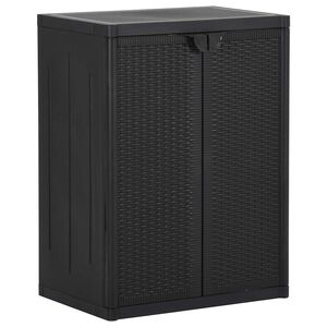 vidaXL fekete PP rattan kerti t&aacute;rol&oacute;szekr&eacute;ny 65 x 45 x 88 cm