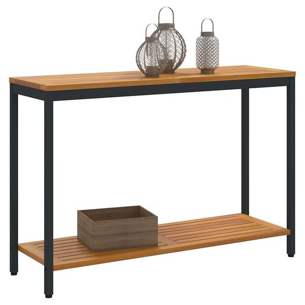 vidaXL Kültéri Asztal tárolóval Természetes és fekete 110 x 35 x 75 cm