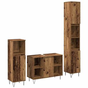 vidaXL F&uuml;rdőszoba b&uacute;tor szett 3 db &Ouml;reg fa 30 x 30 x 180 cm Szerelt Fa