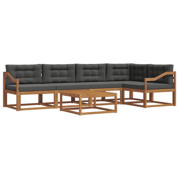 vidaXL K&uuml;lt&eacute;ri kanap&eacute; szett p&aacute;rn&aacute;val 6 pcs Term&eacute;szetes &eacute;s antracit