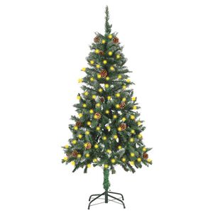 vidaXL megvil&aacute;g&iacute;tott műkar&aacute;csonyfa tobozzal 150 cm