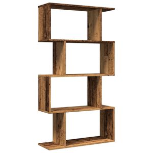vidaXL 4 szintes antik fa sz&iacute;nű fa elv&aacute;laszt&oacute; k&ouml;nyvespolc 70x24x129 cm