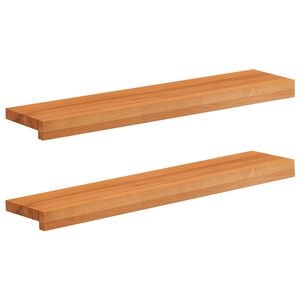 vidaXL Ablakp&aacute;rk&aacute;nyok 2 db Vil&aacute;gos Barna 70 x 15 x 2 cm T&ouml;m&ouml;r b&uuml;kkfa