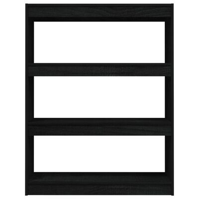 vidaXL fekete tömör fenyőfa könyvszekrény/térelválasztó 100 x 30 x 103 cm