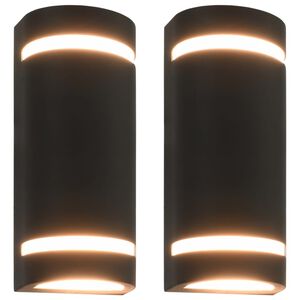 vidaXL 2 db fekete f&eacute;lhenger alak&uacute; k&uuml;lt&eacute;ri fali l&aacute;mpa 35 W