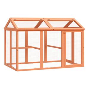 vidaXL barna t&ouml;m&ouml;r fenyőfa futtat&oacute;ketrec 141 x 94 x 104 cm
