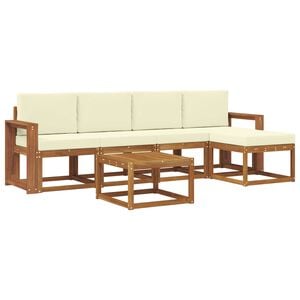 vidaXL K&uuml;lt&eacute;ri kanap&eacute; szett p&aacute;rn&aacute;val 6 pcs Term&eacute;szetes &eacute;s kr&eacute;msz&iacute;nű