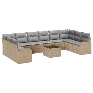 vidaXL Kanap&eacute; Szett p&aacute;rn&aacute;val 11 pcs B&eacute;zs Polyrattan