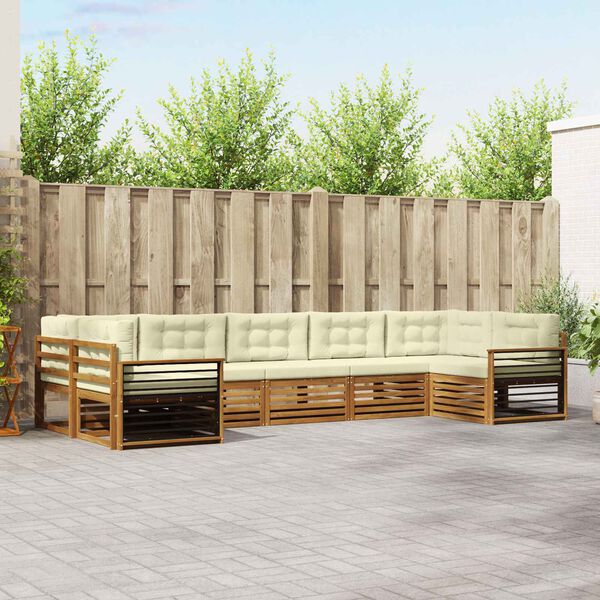 vidaXL &Uuml;lőgarnit&uacute;r&aacute;k 7 pcs Term&eacute;szetes &eacute;s kr&eacute;msz&iacute;nű T&ouml;m&ouml;r Ak&aacute;cfa