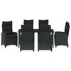 vidaXL Kert &eacute;tkező szett p&aacute;rn&aacute;val 7 pcs Fekete polirattan