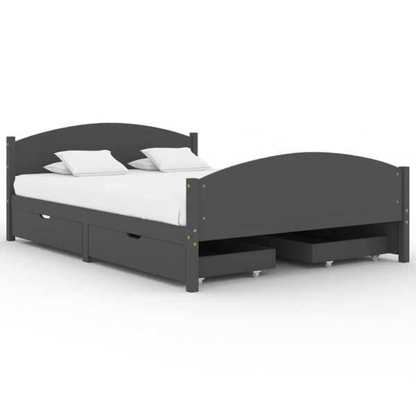 vidaXL 4 fi&oacute;kos s&ouml;t&eacute;tsz&uuml;rke t&ouml;m&ouml;r fenyőfa &aacute;gykeret 160 x 200 cm