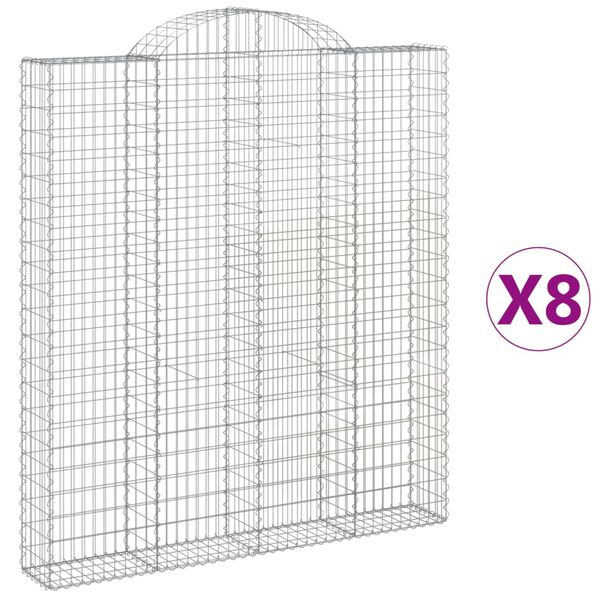 vidaXL 8 db &iacute;ves horganyzott vas gabion kos&aacute;r 200x30x220/240 cm