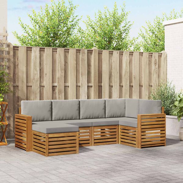 vidaXL Szegment&aacute;lt kanap&eacute; szett 6 pcs Term&eacute;szetes &eacute;s Vil&aacute;gossz&uuml;rke