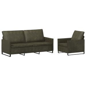 vidaXL Kanap&eacute; Szett 2 pcs Katonai z&ouml;ld Műsu&eacute;d anyag