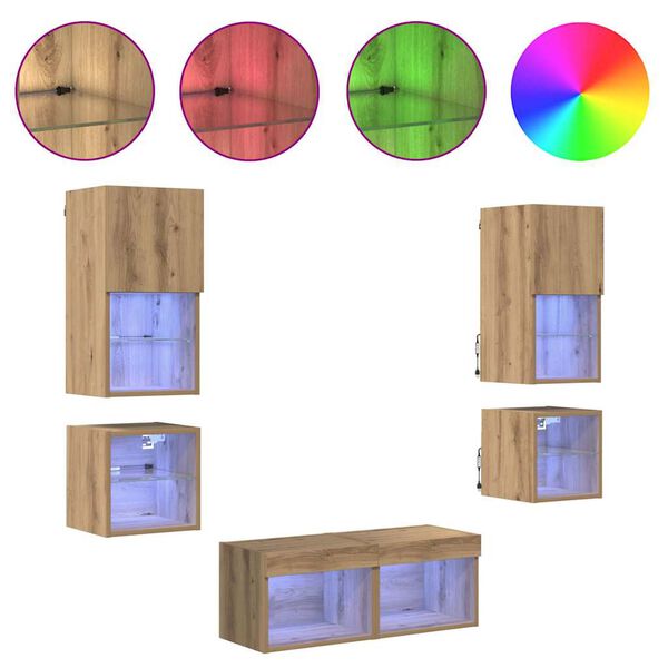 vidaXL TV Fali Egys&eacute;gek 8 pcs Artisan t&ouml;lgy Faanyag