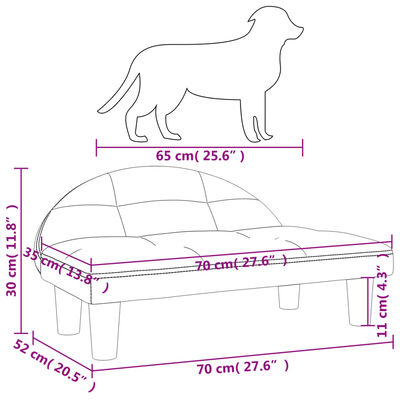 vidaXL világosszürke bársony kutyaágy 70 x 52 x 30 cm