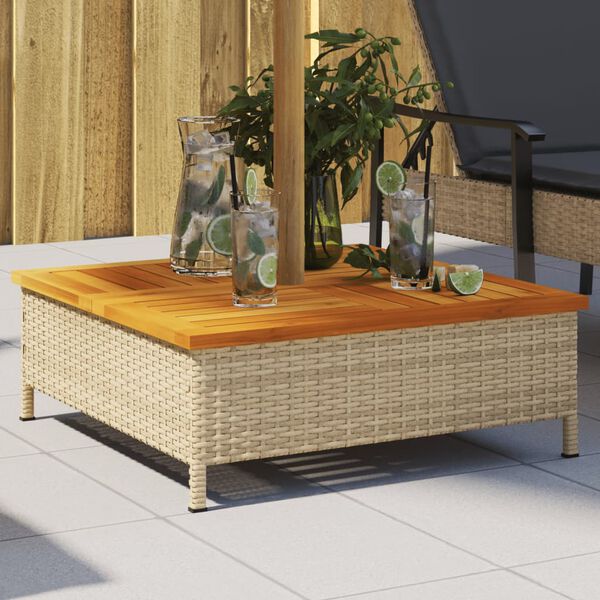 vidaXL b&eacute;zs polyrattan &eacute;s ak&aacute;cfa napernyőtalp-burkolat 70 x 70 x 25 cm