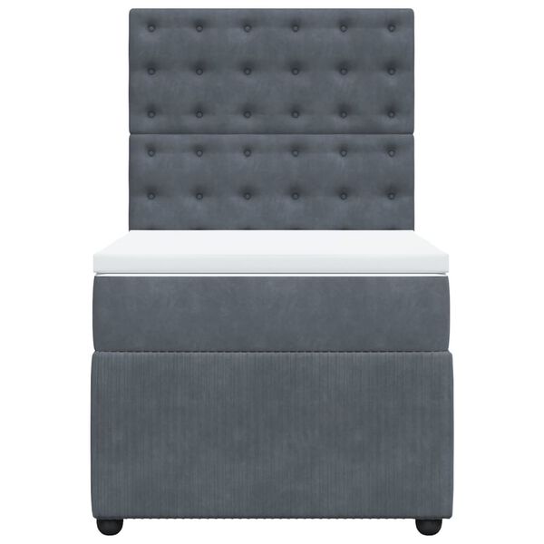 vidaXL sötétszürke bársony rugós ágy matraccal 80 x 200 cm