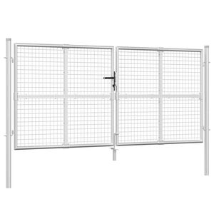 vidaXL ez&uuml;st sz&iacute;nű horganyzott ac&eacute;l h&aacute;l&oacute;s kerti kapu 300 x 125 cm