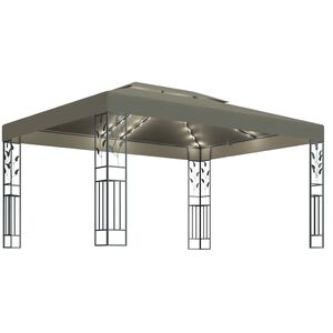 vidaXL t&oacute;psz&iacute;nű dupla tetős pavilon LED f&eacute;nyf&uuml;z&eacute;rrel 3 x 4 m
