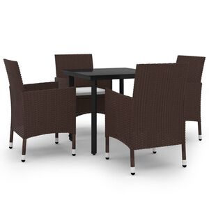 vidaXL 5 r&eacute;szes polyrattan &eacute;s &uuml;veg kerti &eacute;tkezőgarnit&uacute;ra p&aacute;rn&aacute;kkal