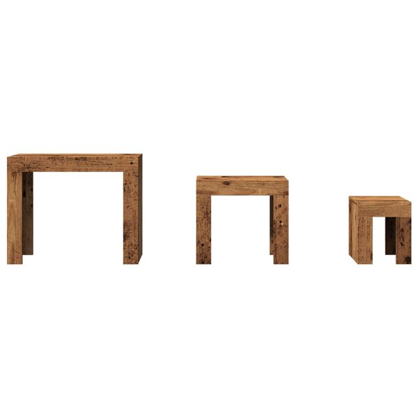vidaXL 3 db antik fa sz&iacute;nű szerelt fa rak&aacute;solhat&oacute; doh&aacute;nyz&oacute;asztal