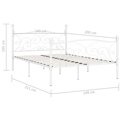 vidaXL fehér fém ágykeret lécezett ágyráccsal 140 x 200 cm