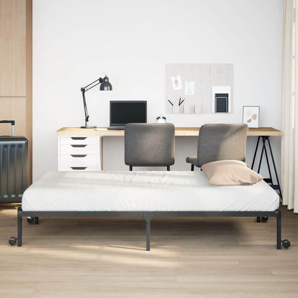 vidaXL fekete acél ágykeret matrac nélkül összecsukható 107x203 cm